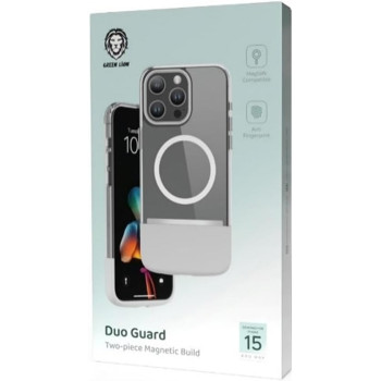 Green Lion for iPhone 15 Pro Max Case Dou Guard Two Piece Magnetic Case Compatible with MagSafe Anti Scratch Drop Resistant Full Slim Protection Back Cover for iPhone 15 Pro Max 6.7, White