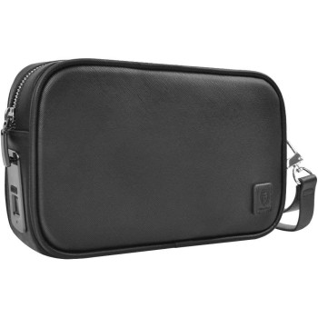 Green Lion Smart Security Pouch With Biometric Fingerprint Unlock, Smart Security Anti Theft Protection, Water Resistant With Hand Strap Elegant 24 14 6 CM, Black