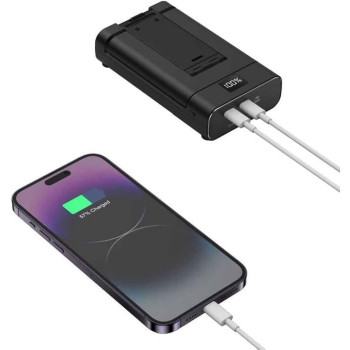 Green Lion Power Bank 10000mAh and Foldable Mobile Stand, Black