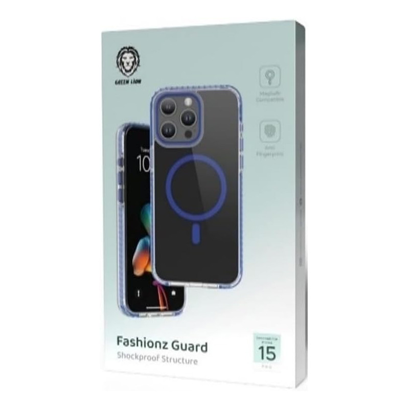 Green Lion for iPhone 15 Pro Case - Compatible with MagSafe - Fashionz Guard Case Anti-Scratch Drop Resistant Shockproof - Full Slim Bumper Protection Back Cover for iPhone 15 Pro 6.1, Blue