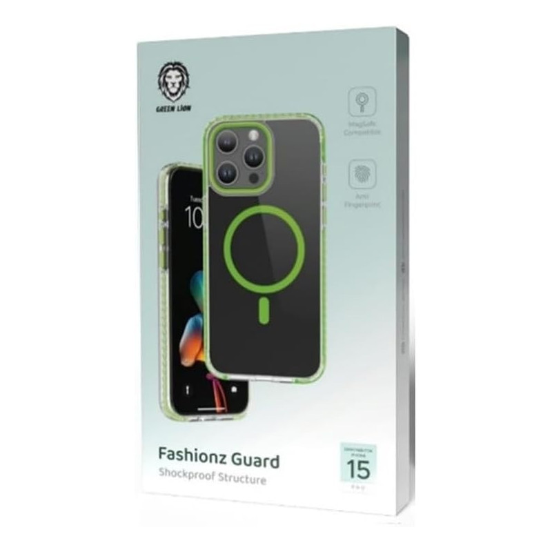 Green Lion for iPhone 15 Pro Case Compatible with MagSafe Fashionz Guard Case Anti-Scratch Drop Resistant Shockproof Full Slim Bumper Protection Back Cover for iPhone 15 Pro 6.1, Green