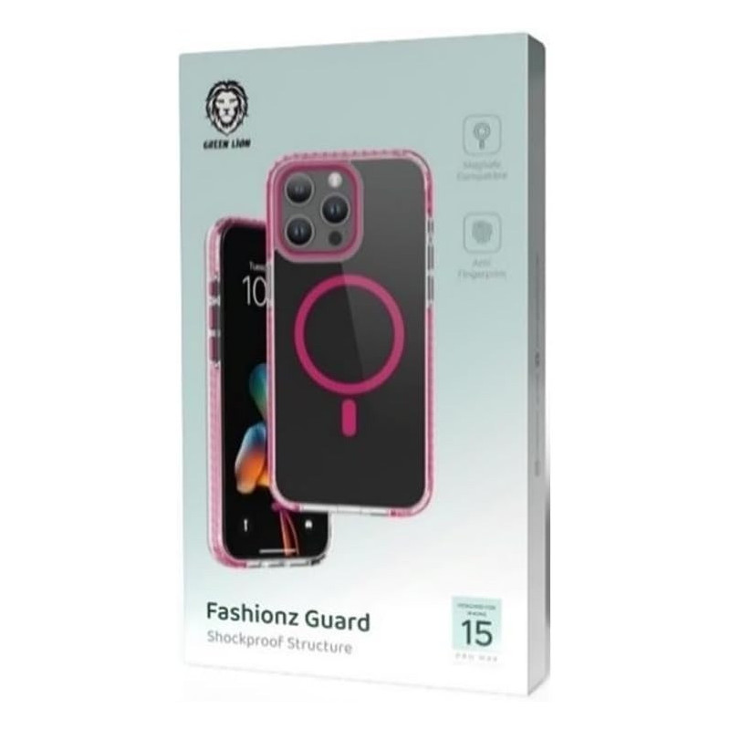 Green Lion for iPhone 15 Pro Max Case Fashionz Guard Case Compatible with MagSafe Anti Scratch Drop Resistant Shockproof Full Slim Protection Back Cover for iPhone 15 Pro Max 6.7, Pink