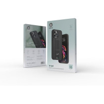 Green Lion GripX Case with Kickstand for iPhone 15 Pro Max - Matte Carbon Leather, Black