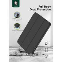 Green Lion Hogo Premium Leather Tablet Case with Pencil Holder for iPad 11 10.9, Stable Trifold Stand, Full Body Drop Protection, Soft TPU Easy Install and Remove, Auto Wake Sleep, Black