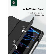 Green Lion Hogo Premium Leather Tablet Case with Pencil Holder for iPad 11 10.9, Stable Trifold Stand, Full Body Drop Protection, Soft TPU Easy Install and Remove, Auto Wake Sleep, Black