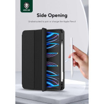 Green Lion Hogo Premium Leather Tablet Case with Pencil Holder for iPad 11 10.9, Stable Trifold Stand, Full Body Drop Protection, Soft TPU Easy Install and Remove, Auto Wake Sleep, Black