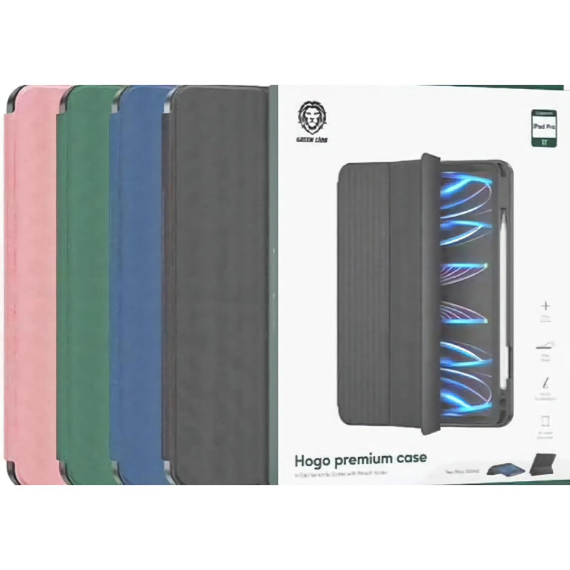 Green Lion Hogo Premium Case with Pencil Holder for iPad 10 10.9 Inch, Pink, Blue ,Green and Black