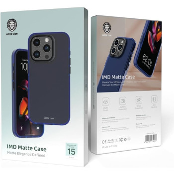 Green Lion for iPhone 15 Pro Max Case IMD Matte Case Anti-Scratch Drop Resistant Protective Cover - Shockproof Full Slim Bumper Protection Back Cover For iPhone 15 Pro Max 6.7 Inch, Blue