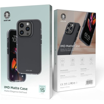 Green Lion for iPhone 15 Pro Max Case IMD Matte Case Anti-Scratch Drop Resistant Protective Cover Shockproof Full Slim Bumper Protection Back Cover For iPhone 15 Pro Max 6.7 Inch, Grey
