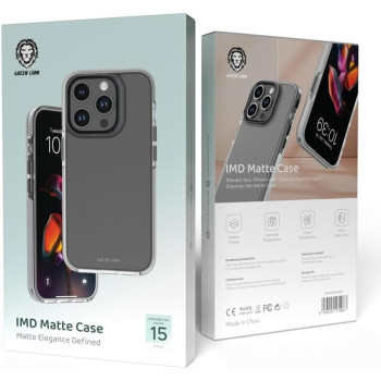Green Lion for iPhone 15 Pro Max Case IMD Matte Case - Anti-Scratch Drop Resistant Protective Cover Shockproof Full Slim Bumper Protection Back Cover for iPhone 15 Pro Max 6.7 Inch, White