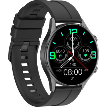 Green Lion Infinite Round Smart Watch, 290 mAh Battery, HD Touch Screen, Blood Pressure, Sport Mode, Heart Rate, IP67 Waterproof, 25 Days Stand-By, Call Social notification, Black