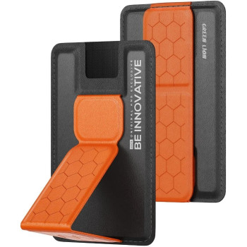 Green Lion Magnetic Wireless Charging Wallet Stand, Portable And Enough To Carry Daily Essentials, Vertical and Horizontal Stand, Sturdy And Durable, Holds Card, Easy Snap, Black and Orange
