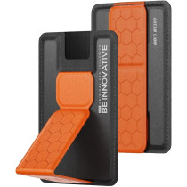 Green Lion Magnetic Wireless Charging Wallet Stand, Portable And Enough To Carry Daily Essentials, Vertical and Horizontal Stand, Sturdy And Durable, Holds Card, Easy Snap, Black and Orange