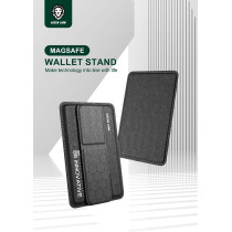 Green Lion Magnetic Wireless Charging Wallet Stand, Portable And Enough To Carry Daily Essentials, Vertical and Horizontal Stand, Sturdy And Durable, Holds Card, Easy Snap, Black and Orange