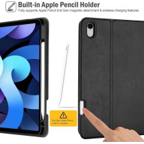 Green Lion Premium Leather Case With Wireless Keyboard English/Arabic Compatible With Apple iPad Air4 10.9 Inch 2020, 360 Degrees Full Protection, Pencil Slot, Highly Durable, Foldable Closing, Black
