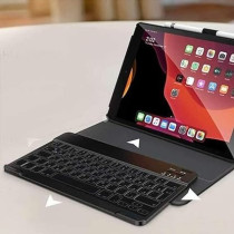 Green Lion Leather Premium Case with Arabic English Wireless Keyboard for iPad 10.2 Inch 2019, Black
