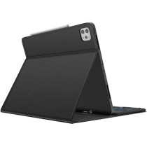 Green Lion Leather Premium Case with Arabic English Wireless Keyboard for iPad 10.2 Inch 2019, Black