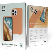 Green Lion Full Slim Bumper Protection Back Cover for iPhone 15 Pro Max 6.7 inch, Leather Case, Anti-Scratch, Shockproof, Orange