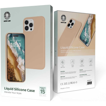 Green Lion Full Slim Bumper Protection Back Cover for iPhone 15 Pro Max 6.7 inch, Leather Case, Anti-Scratch, Shockproof, Titanium