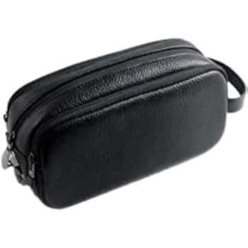 Green Lion Pouch for Men Travel in Style, Luxurious & Top Grade Material with Scratch Resistant, Cable Organizer, Water Resistant, Triple Zipper - Black