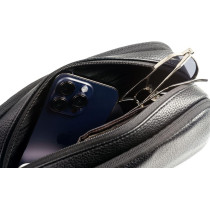 Green Lion Pouch for Men Travel in Style, Luxurious & Top Grade Material with Scratch Resistant, Cable Organizer, Water Resistant, Triple Zipper - Black