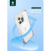 Green Lion Full Slim Bumper Protection Back Cover for iPhone 15 Pro 6.1 Inch - Compatible with MagSafe, Gradio Anti Collision Corner, Anti-Scratch, Drop Resistant - Grey/Blue