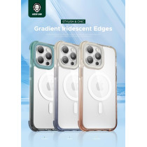 Green Lion Full Slim Bumper Protection Back Cover for iPhone 15 Pro 6.1" - Compatible with MagSafe, Gradio Anti Collision Corner, Anti-Scratch, Drop Resistant - Grey/Orange