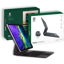 Green Lion Magic Keyboard For (Arabic/English) 500mAh Compatible With iPad 10.9 & 11 Inch, Wireless Connectivity, Magnetic Strong Suction, Foldable, (GNMGKEYBK) - Black