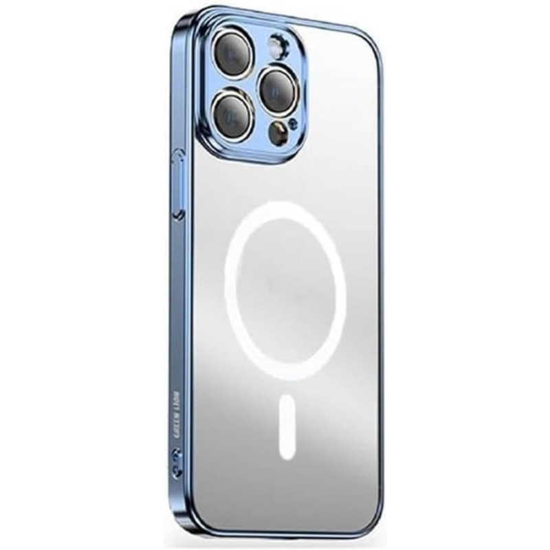 Green Lion Full Slim Bumper Protection Back Cover for iPhone 15 Pro Max 6.7 inch with Matte Air Guard Ultra Slim Case Compatible with MagSafe, Anti Scratch, Drop Resistant - Blue