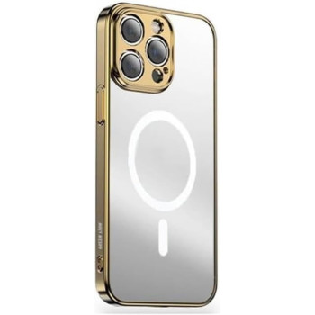 Green Lion Full Slim Bumper Protection Back Cover for iPhone 15 Pro Max 6.7 inch with Matte Air Guard Ultra Slim Case Compatible with MagSafe, Anti Scratch, Drop Resistant - Gold