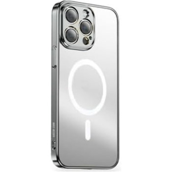 Green Lion Full Slim Bumper Protection Back Cover for iPhone 15 Pro 6.1 inch with Matte Air Guard Ultra Slim Case Compatible with MagSafe, Anti Scratch, Drop Resistant - Silver