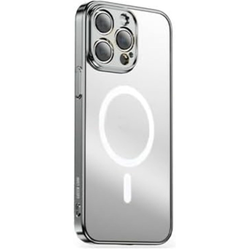Green Lion Full Slim Bumper Protection Back Cover for iPhone 15 Pro 6.1 inch with Matte Air Guard Ultra Slim Case Compatible with MagSafe, Anti Scratch, Drop Resistant - Silver