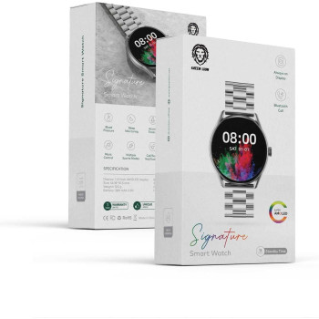 Green Lion Signature Smart Watch with 280 mAh Battery and Bluetooth Call, Silver