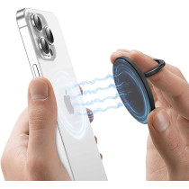 Green Lion Magnetic Phone Snap Grip Holder, Compatible with iPhone, 360° Adjustable Angle, Powerful Magnets, Mini Compact Size, 58.16mm Width, Hands Free, Black