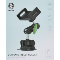 Green Lion Tablet Holder with Adhesive Suction Cup Mount 8-12"- Green/Black