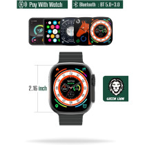Green Lion Ultra Active Smart Watch 49mm, 2.16 inches Screen Size, Bluetooth connectivity, Dust Proof Protection, IP68 Waterproof, Health Monitor, Black
