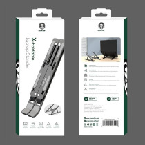 Green Lion X-Foldable Laptop Stand with metal and Anti Slip Silicon Pad, Grey