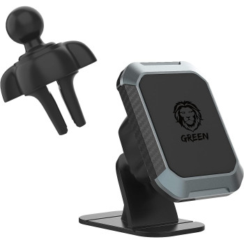 Green Lion 2 in 1 Magnetic Car Phone Holder With High-Quality Adhesive, Black