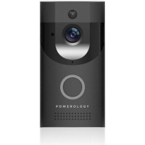 Powerology Smart Video Doorbell With Two Way Talk, Motion Sensor, Mobile Notification,166 Degree, Night Vision, IPX4 Water Resistant, Up to 32GB Compatible with iOS/Android App, Black