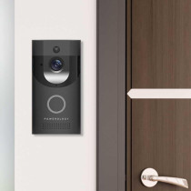 Powerology Smart Video Doorbell With Two Way Talk, Motion Sensor, Mobile Notification,166 Degree, Night Vision, IPX4 Water Resistant, Up to 32GB Compatible with iOS/Android App, Black