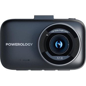 Powerology 4K Dash Camera Ultra With High Utility Built in Sensors, Arabic Language Enabled, Wide Dynamic Range,170° 5-Lane View, Motion Sensor - Black