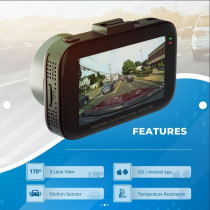Powerology 4K Dash Camera Ultra With High Utility Built in Sensors, Arabic Language Enabled, Wide Dynamic Range,170° 5-Lane View, Motion Sensor - Black