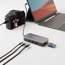 Powerology 256 GB USB-C Hub & SSD Drive All-in-one Connectivity & Storage PD 100W - Grey