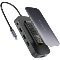 Powerology 512 GB USB-C Hub and SSD Drive All-In-One Connectivity and Storage, Black