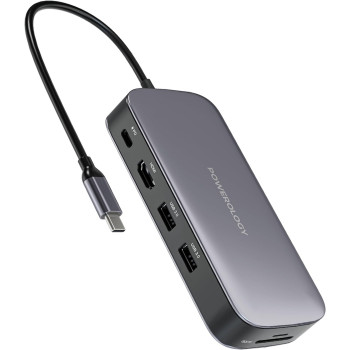 Powerology 512 GB USB-C Hub and SSD Drive All-In-One Connectivity and Storage, Black