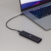 Powerology 256GB Dual Protocol Portable SSD Drive with Extremely Fast Transmission Rate, Black
