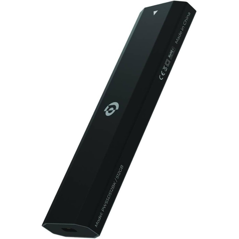 Powerology 512GB Dual Protocol Portable SSD Drive with Extremely Fast Transmission Rate, Black