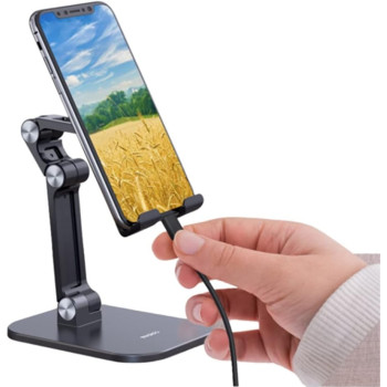 Yesido Double Folding free Rotation Support Mobile Phone Holder and 7.9 inch Tablet, Black