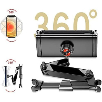 Yesido C117 Car Tablet Headrest Mount Holder For Seat with 360 Degree Rotation Compatible With 4.7Inch To 12.9 Inch, Tablets/Iphone 13/Ipads/Smartphones