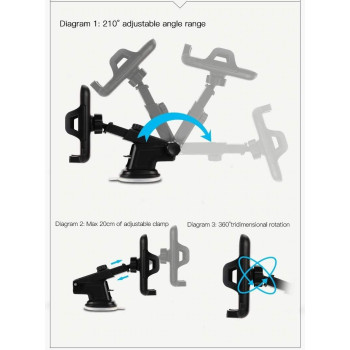 Yesido C23 Universal Car Mobile Holder Adjustable Automatic Clip Stand, Dashboard Windshield GPS Mount Bracket Sucker Phone Support